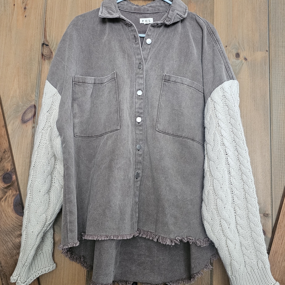 POL Taupe Knit Top